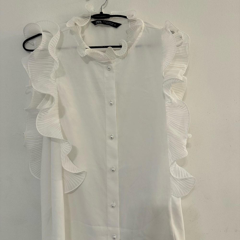 Zara Cream Ruffled Blouse
